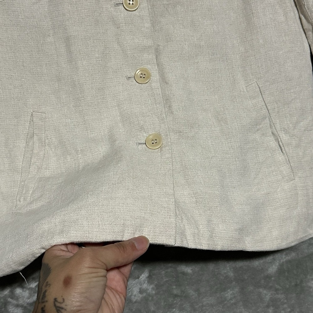 Vintage Talbots Petites 100% Irish Linen Blazer Jacket Womens 4P Ivory Old Money - Picture 4 of 10